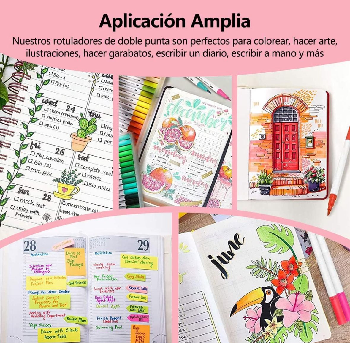 Marcadores Doble Punta Pincel - cantidad: 12pcs